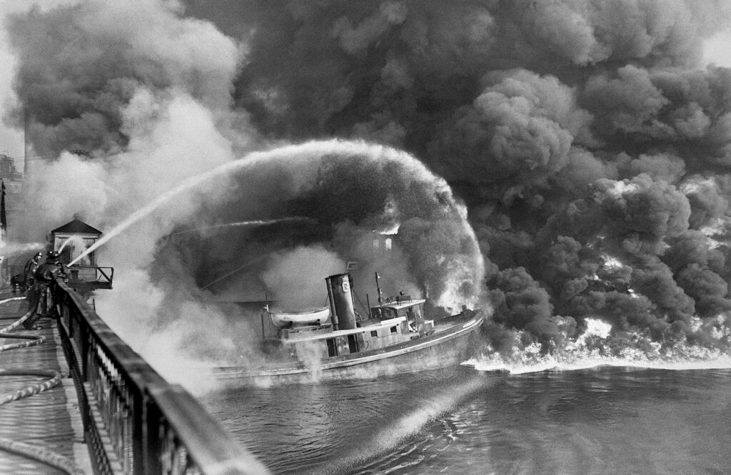 Cuyuhoga river burning in 1952.